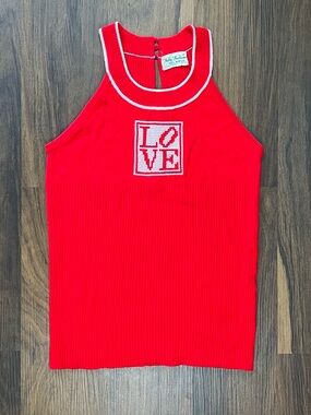 1970s Vintage knit tank top with white “LOVE” graphic